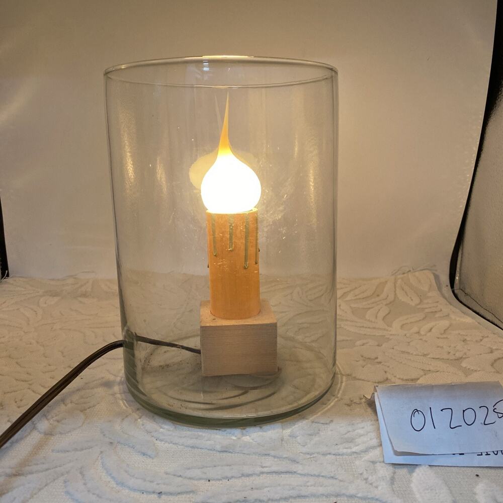 Vintage Indiana Glass Seeded Glass 8” High With Accent Lamp Candle Corded